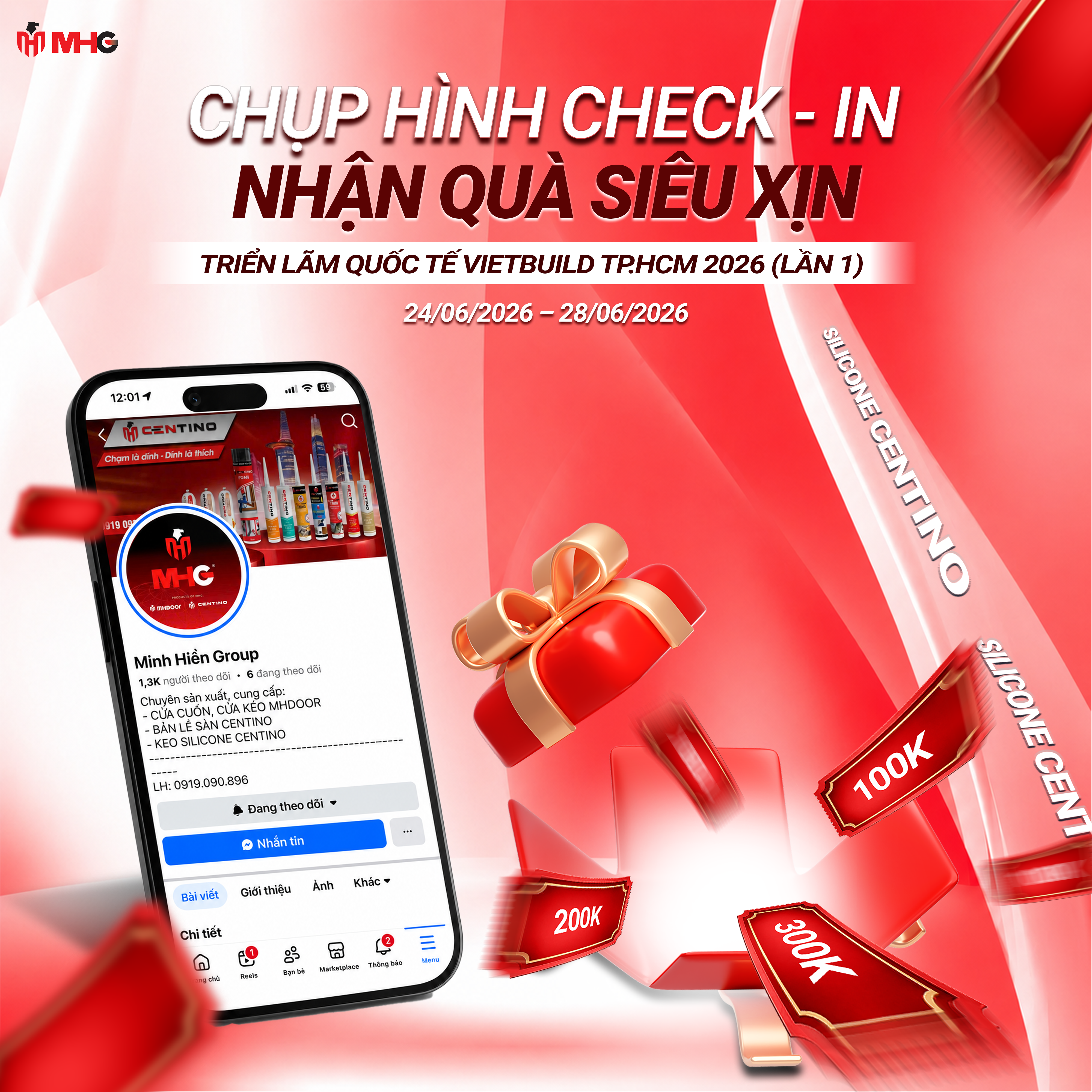 Minigame Chụp hình check-in, nhận quà siêu xịn cùng CENTINO tại Vietbuild TPHCM 2026