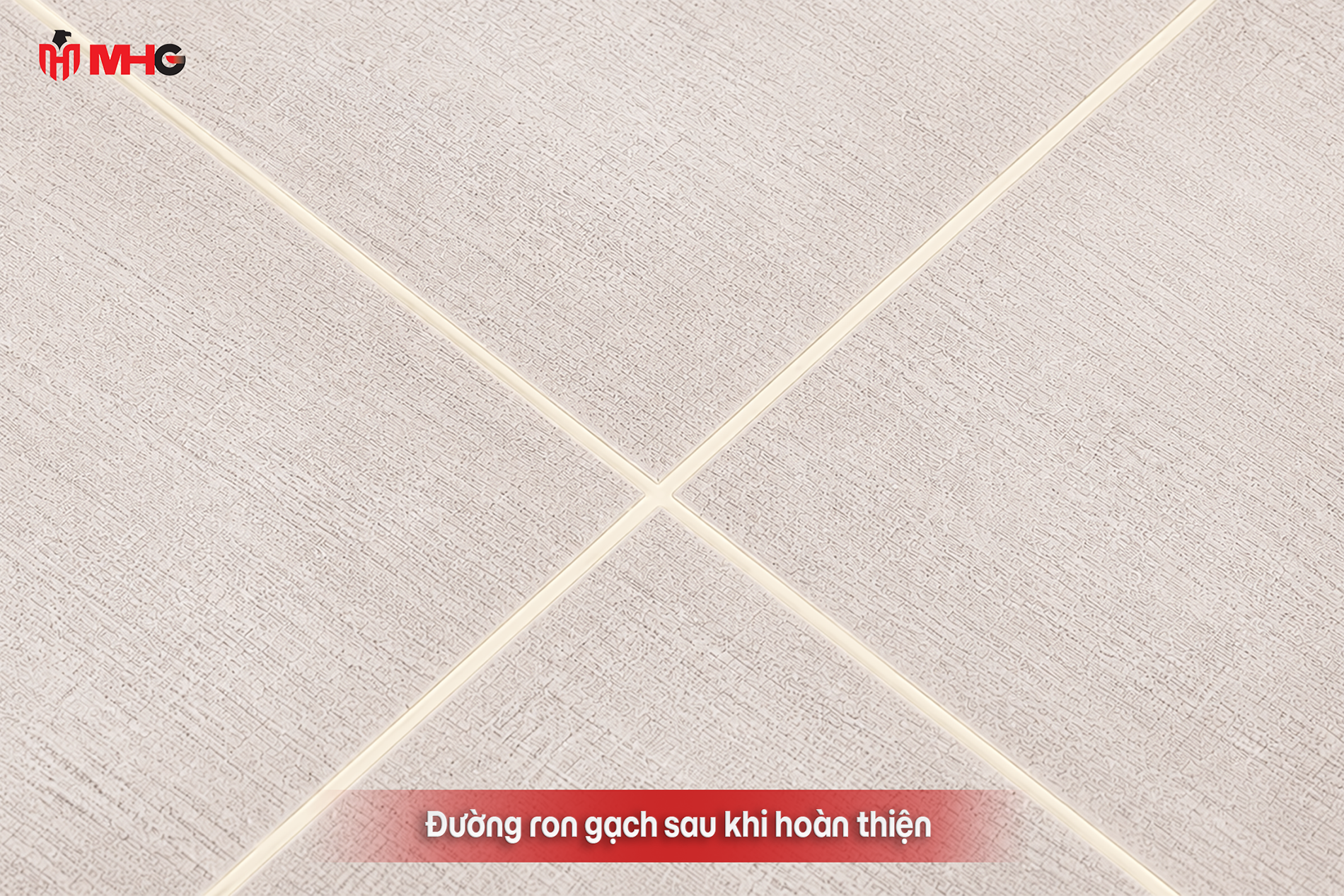 Ron gạch sắc nét của keo chít mạch Centino C550 màu trắng ngà sau sau khi hoàn thiện